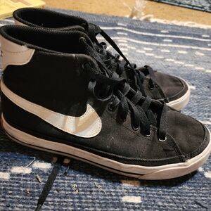 Nike Black High-Top Canvas Sneakers with White Swoosh